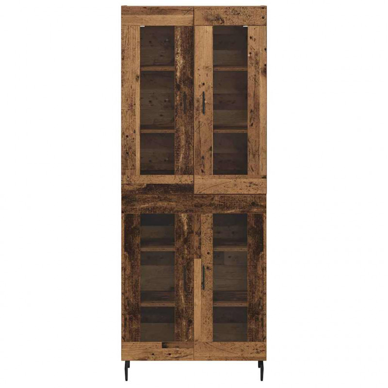 Highboard 2 pcs Stare drewno Drewno inżynieryjne i szkło