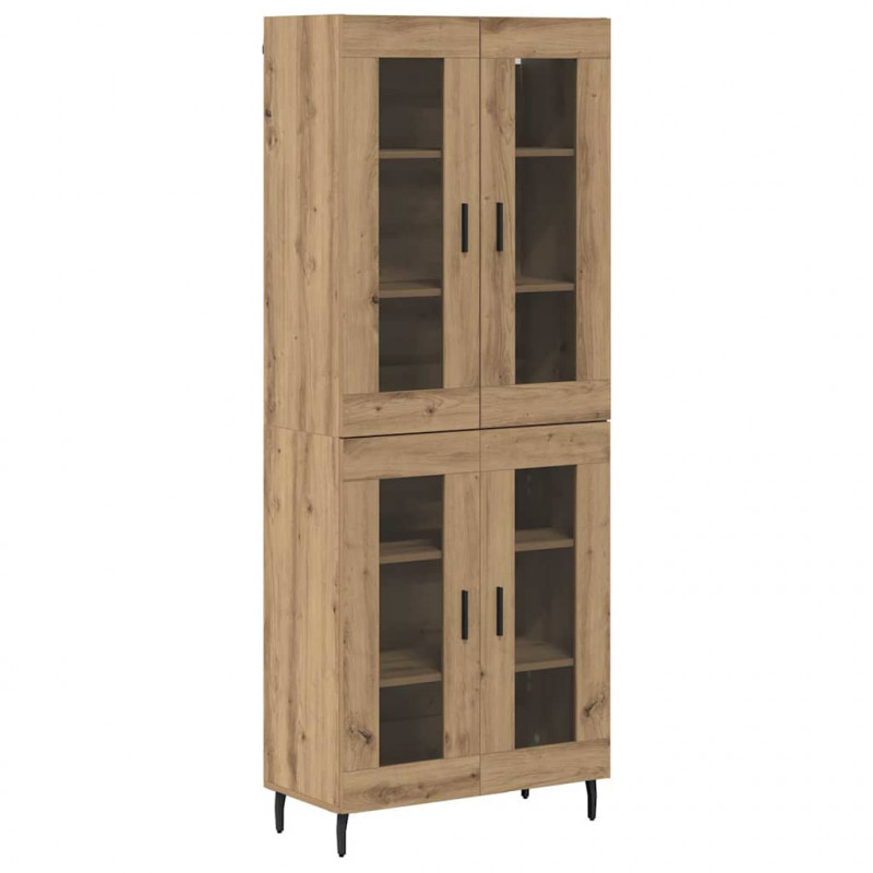 Highboard 2 pcs Dąb rzemieślniczy Drewno inżynieryjne i szkło