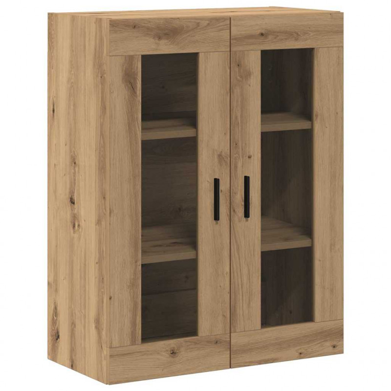 Highboard 2 pcs Dąb rzemieślniczy Drewno inżynieryjne i szkło