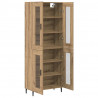 Highboard 2 pcs Dąb rzemieślniczy Drewno inżynieryjne i szkło