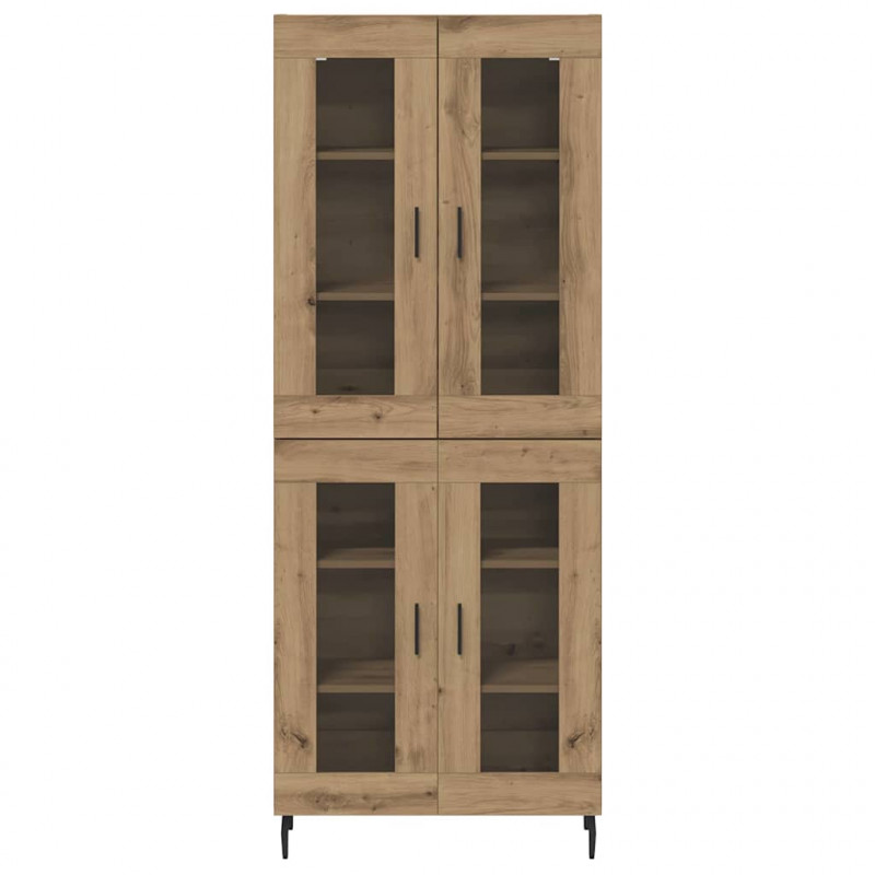 Highboard 2 pcs Dąb rzemieślniczy Drewno inżynieryjne i szkło