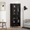Highboard 2 pcs Czarny Dąb Drewno inżynieryjne i szkło