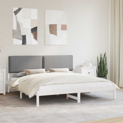 Ramka łóżka z tapicerowanym wezgłowiem Jasnoszary 200 x 200 cm