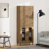 Highboard 2 pcs Stare drewno Drewno inżynieryjne i szkło