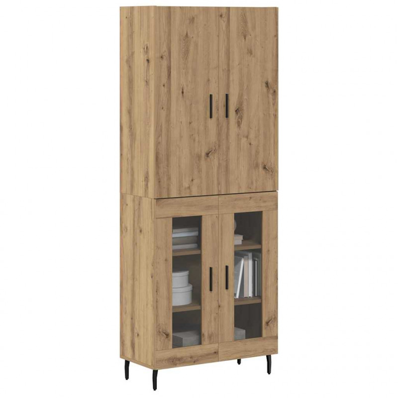 Highboard 2 pcs Stare drewno Drewno inżynieryjne i szkło
