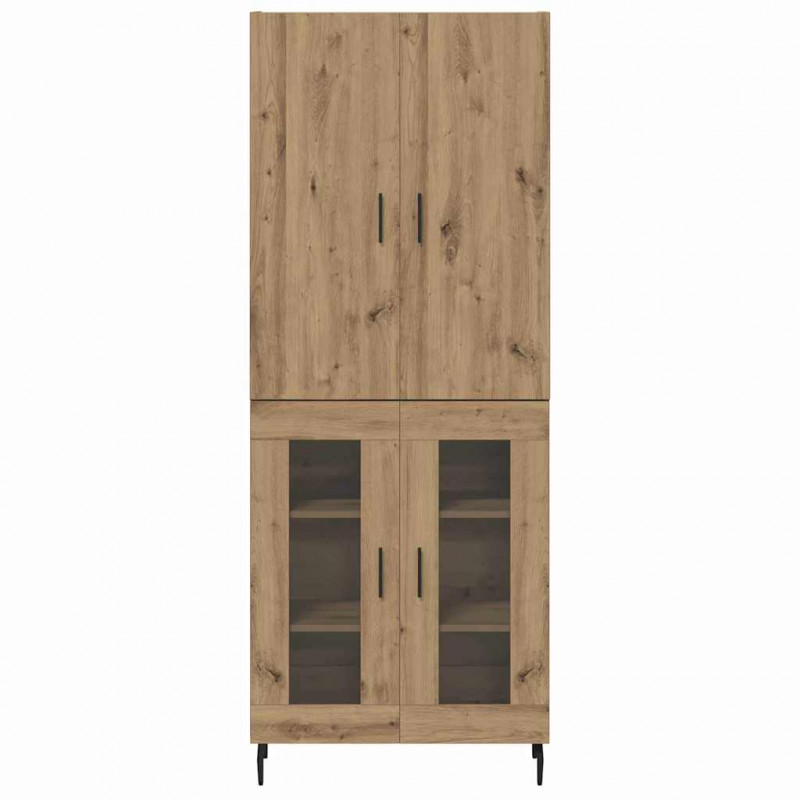 Highboard 2 pcs Stare drewno Drewno inżynieryjne i szkło