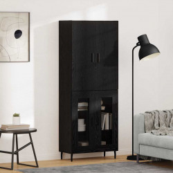 Highboard 2 pcs Dąb rzemieślniczy Drewno inżynieryjne i szkło
