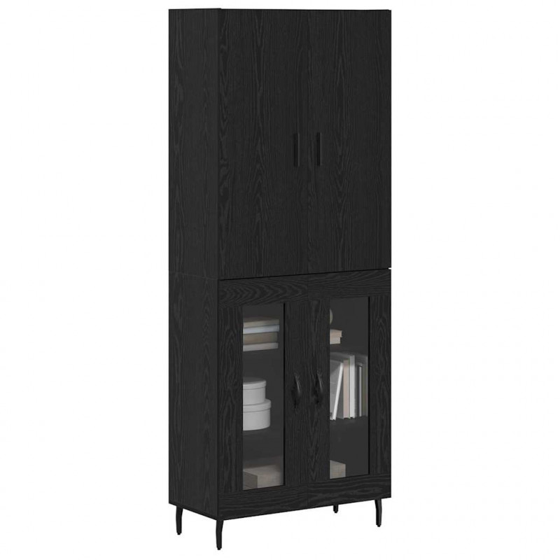 Highboard 2 pcs Dąb rzemieślniczy Drewno inżynieryjne i szkło