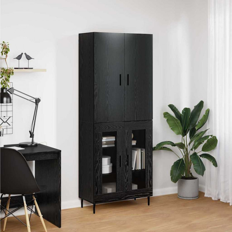 Highboard 2 pcs Dąb rzemieślniczy Drewno inżynieryjne i szkło
