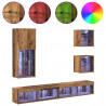 Jednostki TV na ścianę z LED Ze LED Lights 5 pcs Stare drewno