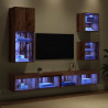 Jednostki TV na ścianę z LED Ze LED Lights 5 pcs Stare drewno