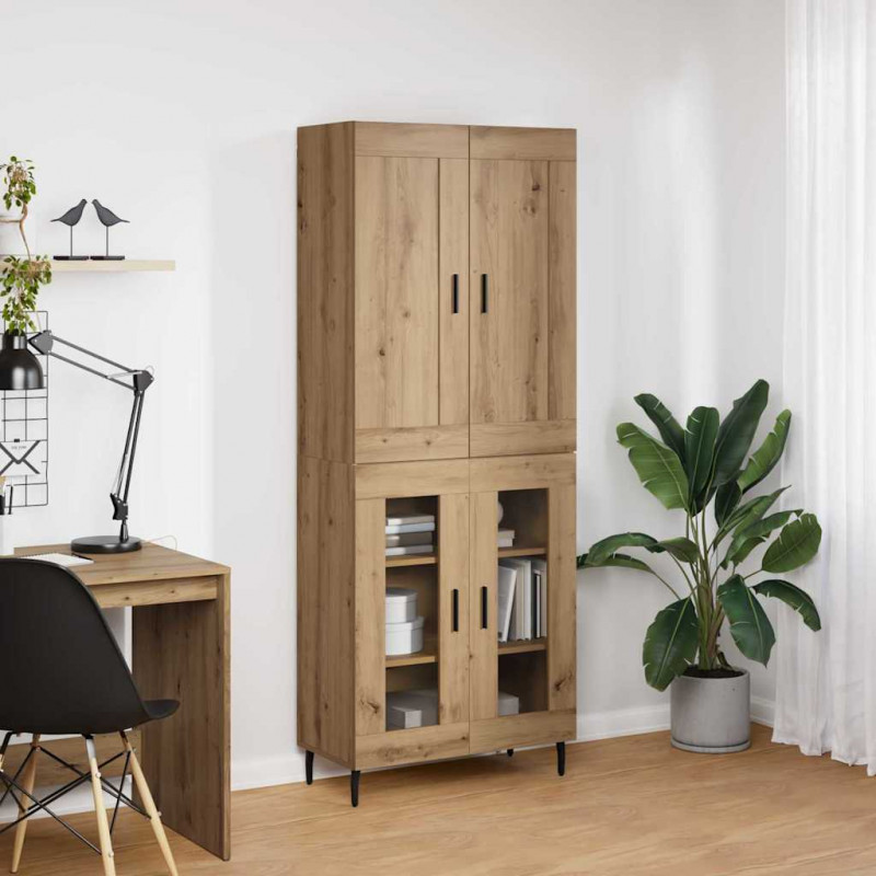 Highboard 2 pcs Dąb rzemieślniczy Materiał drewnopochodny