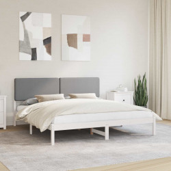 Ramka łóżka z tapicerowanym wezgłowiem Jasnoszary 200 x 200 cm