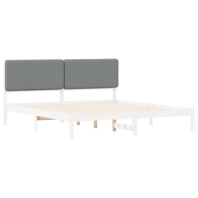 Ramka łóżka z tapicerowanym wezgłowiem Jasnoszary 200 x 200 cm