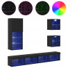 Jednostki TV na ścianę z LED Ze LED Lights 5 pcs Czarny Dąb