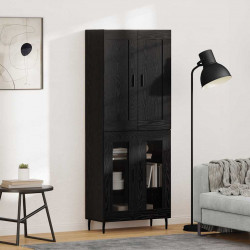 Highboard 2 pcs Czarny Dąb Materiał drewnopochodny