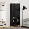 Highboard 2 pcs Czarny Dąb Materiał drewnopochodny