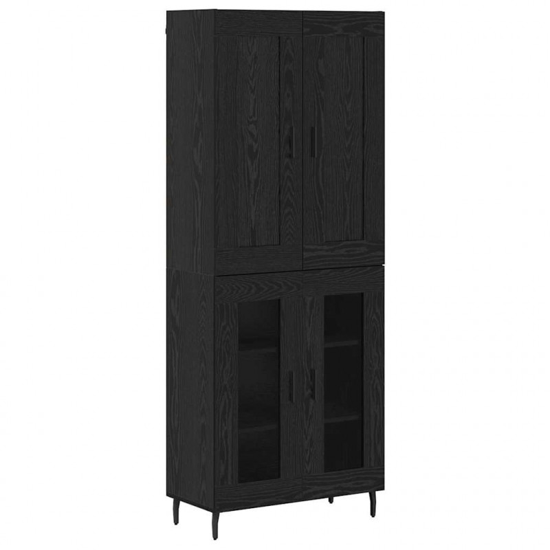 Highboard 2 pcs Czarny Dąb Materiał drewnopochodny