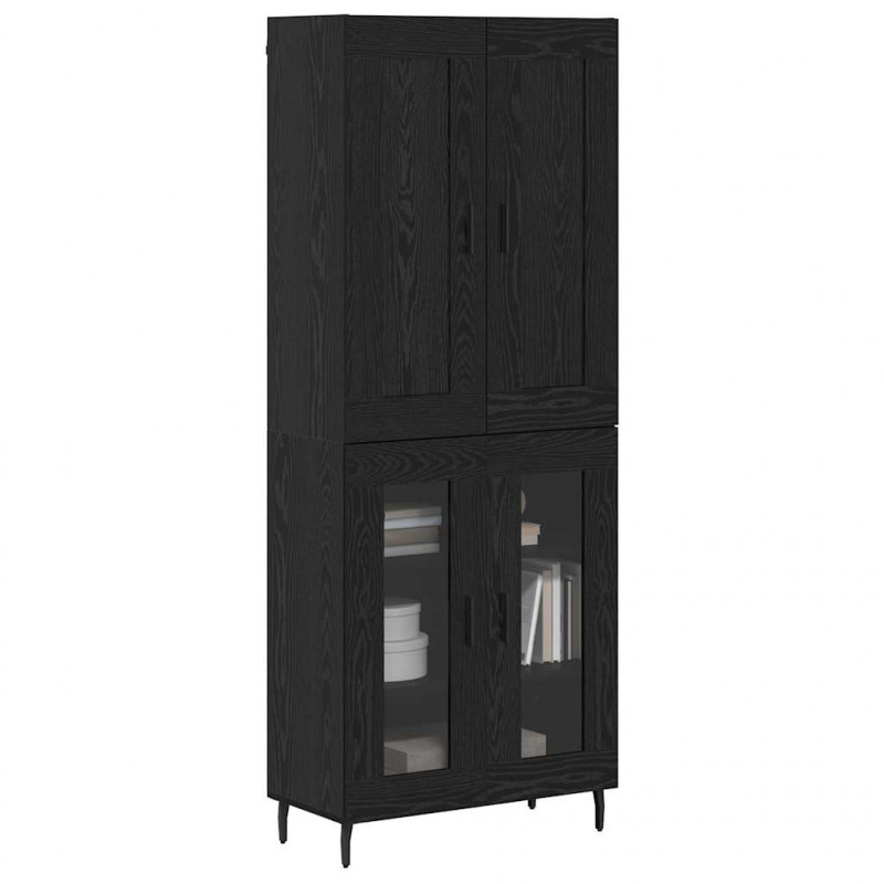 Highboard 2 pcs Czarny Dąb Materiał drewnopochodny