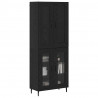 Highboard 2 pcs Czarny Dąb Materiał drewnopochodny
