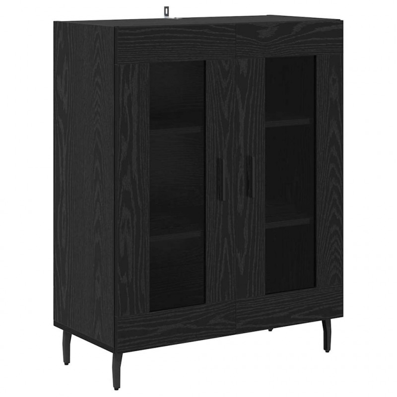 Highboard 2 pcs Czarny Dąb Materiał drewnopochodny