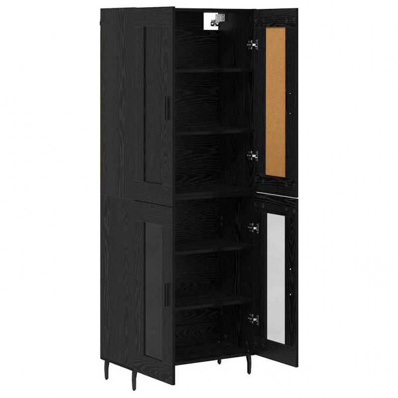 Highboard 2 pcs Czarny Dąb Materiał drewnopochodny