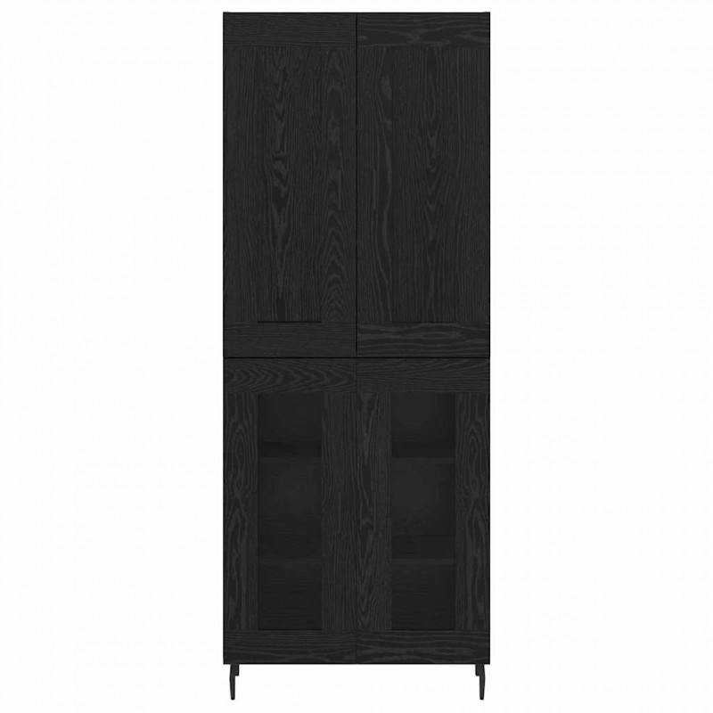 Highboard 2 pcs Czarny Dąb Materiał drewnopochodny