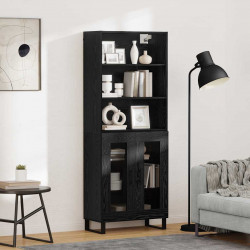 Highboard Czarny Dąb 69,5 x 34 x 180 cm Materiał drewnopochodny