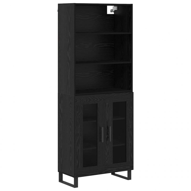 Highboard Czarny Dąb 69,5 x 34 x 180 cm Materiał drewnopochodny