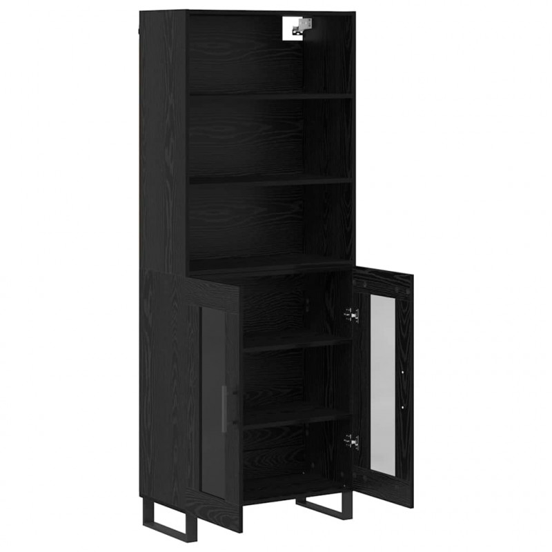 Highboard Czarny Dąb 69,5 x 34 x 180 cm Materiał drewnopochodny