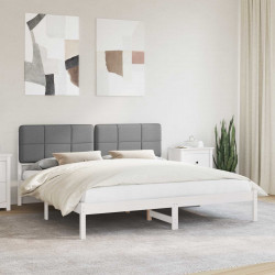 Ramka łóżka z tapicerowanym wezgłowiem Jasnoszary 200 x 200 cm