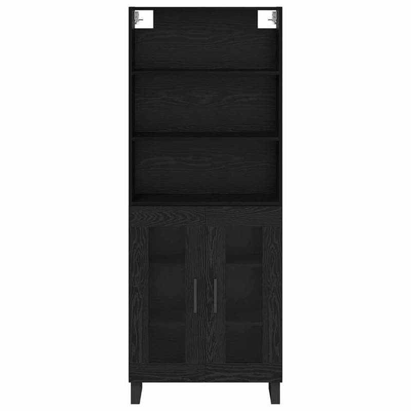 Highboard Czarny Dąb 69,5 x 34 x 180 cm Materiał drewnopochodny