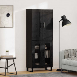 Highboard Czarny Dąb 69,5 x 34 x 180 cm Materiał drewnopochodny