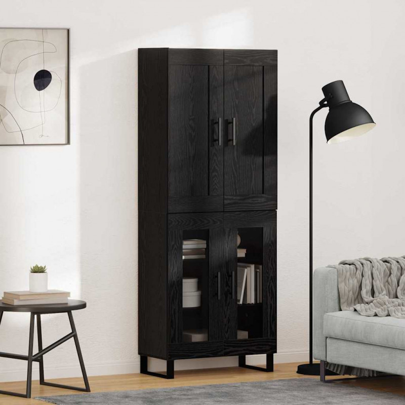 Highboard Czarny Dąb 69,5 x 34 x 180 cm Materiał drewnopochodny