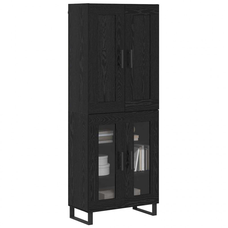 Highboard Czarny Dąb 69,5 x 34 x 180 cm Materiał drewnopochodny