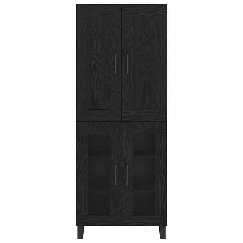 Highboard Czarny Dąb 69,5 x 34 x 180 cm Materiał drewnopochodny