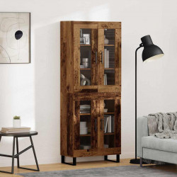 Highboard 2 pcs Stare drewno Drewno inżynieryjne i szkło