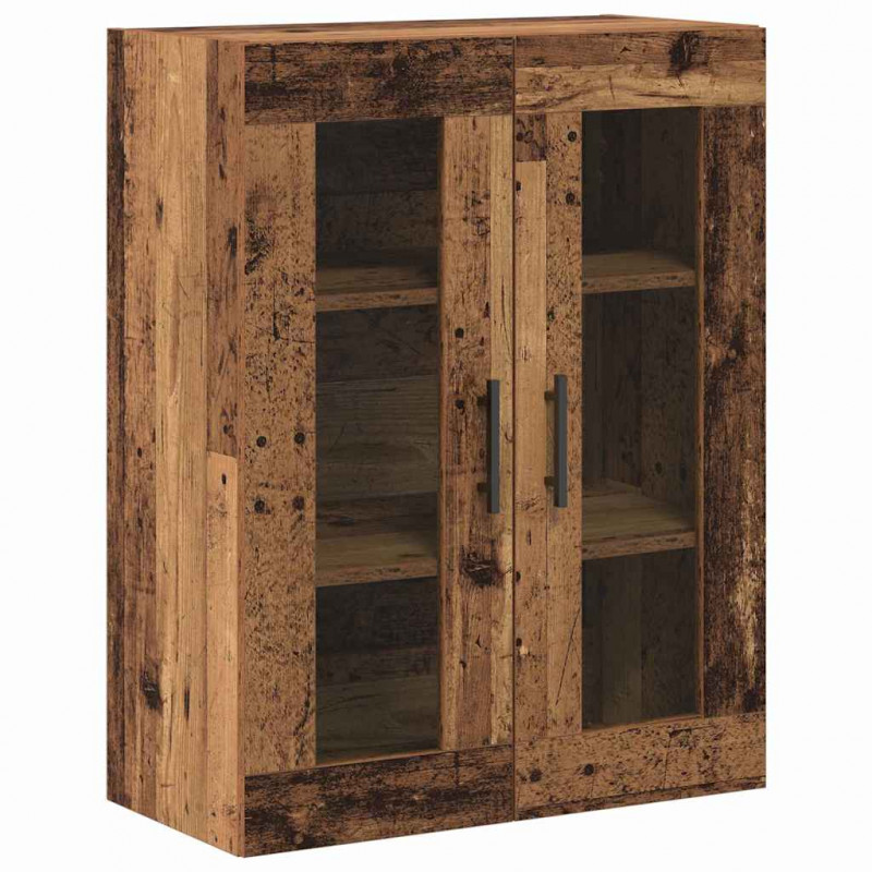 Highboard 2 pcs Stare drewno Drewno inżynieryjne i szkło