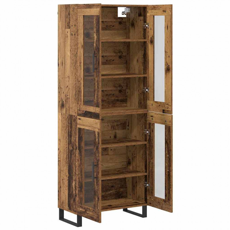 Highboard 2 pcs Stare drewno Drewno inżynieryjne i szkło