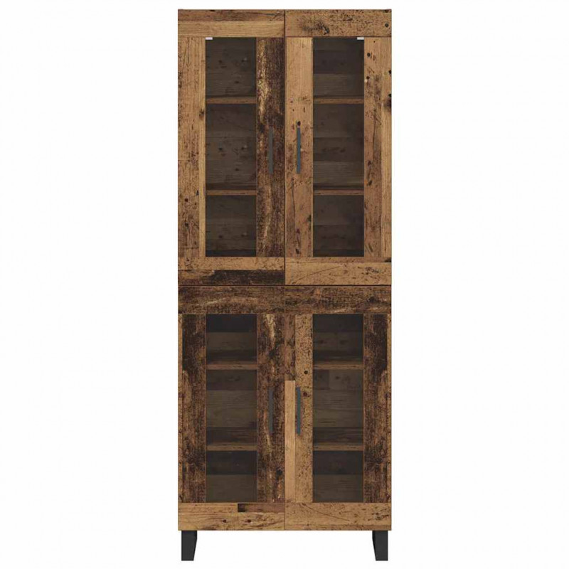 Highboard 2 pcs Stare drewno Drewno inżynieryjne i szkło
