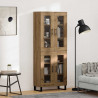 Highboard 2 pcs Dąb rzemieślniczy Drewno inżynieryjne i szkło