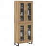 Highboard 2 pcs Dąb rzemieślniczy Drewno inżynieryjne i szkło