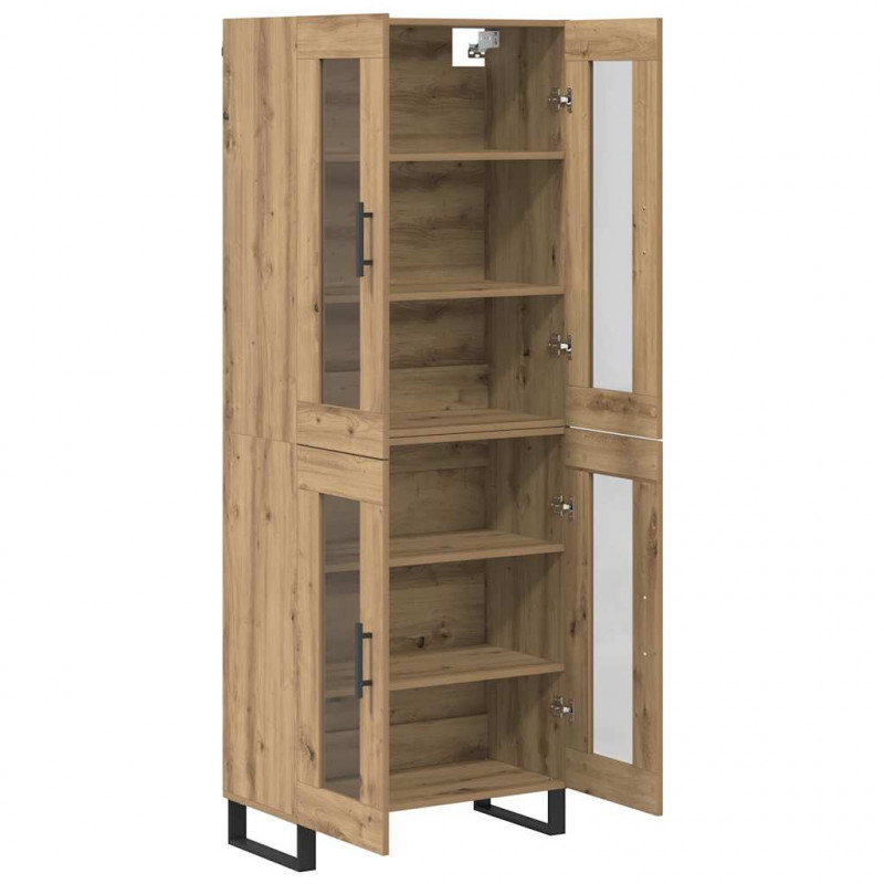 Highboard 2 pcs Dąb rzemieślniczy Drewno inżynieryjne i szkło