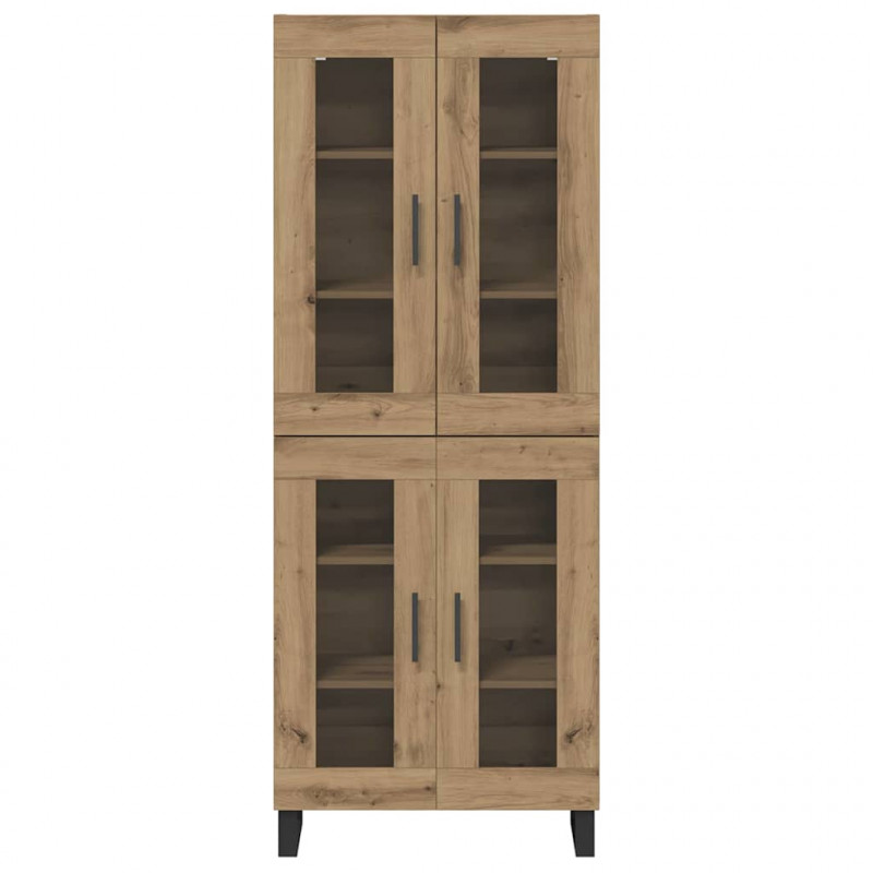Highboard 2 pcs Dąb rzemieślniczy Drewno inżynieryjne i szkło