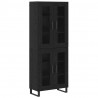 Highboard 2 pcs Czarny Dąb Drewno inżynieryjne i szkło