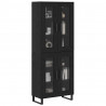 Highboard 2 pcs Czarny Dąb Drewno inżynieryjne i szkło