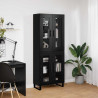 Highboard 2 pcs Czarny Dąb Drewno inżynieryjne i szkło