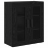 Highboard 2 pcs Czarny Dąb Drewno inżynieryjne i szkło