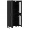 Highboard 2 pcs Czarny Dąb Drewno inżynieryjne i szkło
