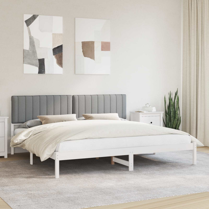 Ramka łóżka z tapicerowanym wezgłowiem Jasnoszary 200 x 200 cm